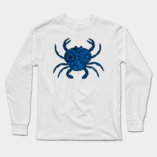 Mandala Crab (blue and black) Long Sleeve T-Shirt
